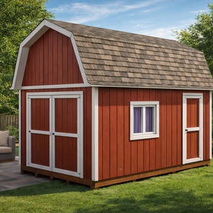 12x16 Barn Shed Plans – DIY Gambrel Roof Storage (PDF Download)