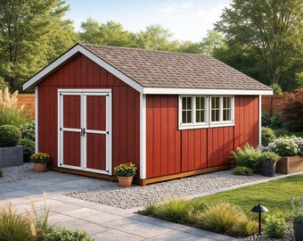 14x16 Gable Shed Plans: DIY Storage Shed with Double Doors (PDF Download)