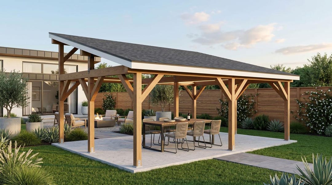 20x30 Lean to Pavilion Plans - Large Lean to Gazebo Guide - PDF