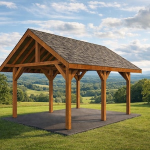 12x16 Rectangular Pavilion with Gable Roof Plans - PDF Download