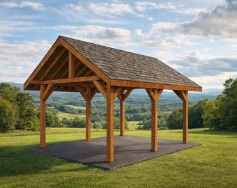 12x16 Rectangular Pavilion with Gable Roof Plans - PDF Download