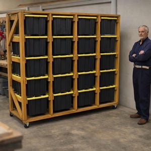 DIY 20-Tote Storage Rack Plans – 27-Gallon Totes (PDF Download)