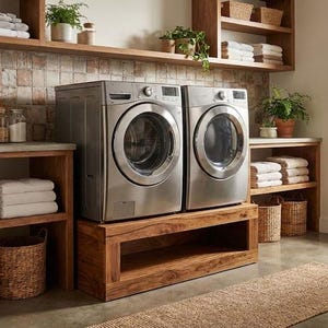 DIY Laundry Pedestal Plans – Washer Dryer Stand with Storage (Printable PDF Download)