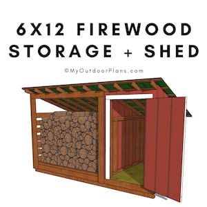 DIY 6x12 Firewood Storage with Tool Shed Plans - PDF Download