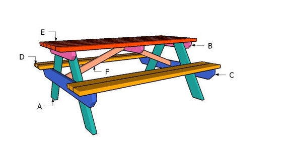 6 Ft Picnic Table Plans Etsy