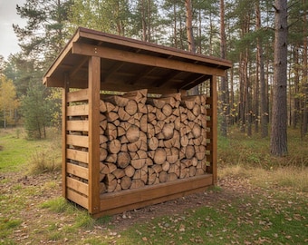 DIY 3x10 Firewood Shed Plans - 1 Cord Small Wood Shelter Plans - PDF Download