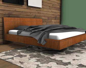 DIY King Size Floating Bed Frame Plans – Modern Wooden Platform (PDF Download)