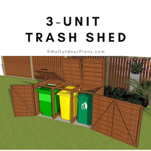 DIY 3-unit Trash Bin Shed Plans - PDF Download