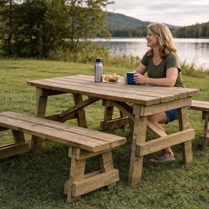 5 ft Picnic Table with Detached Benches Plans - PDF Download