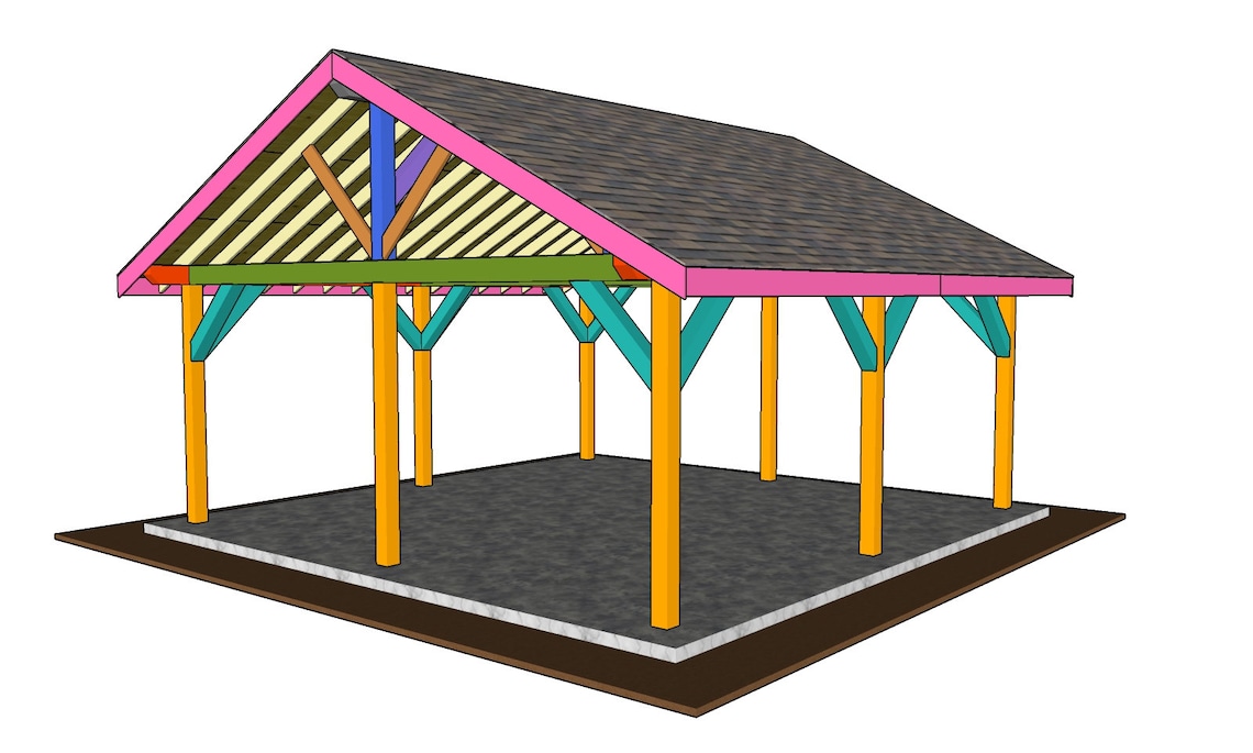 20x20 Gable Pavilion Plans Etsy