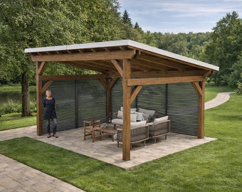 12x16 Modern Lean To Pavilion Plans – DIY Outdoor Structure (PDF)