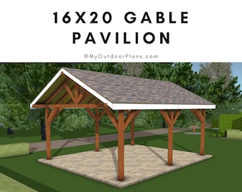 DIY 16x20 Backyard Pavilion Plans - Gable Gazebo Plans - PDF Download