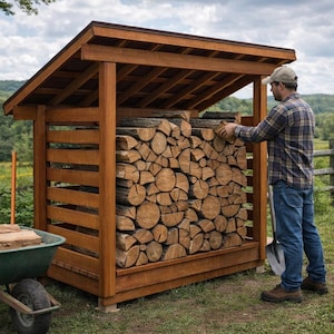 1 Cord 4x6 Firewood Shed Plans - PDF Download