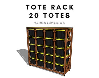DIY 20 Tote Storage Rack Plans - Lage Rack for 27-Gallon Totes Plans - PDF Download
