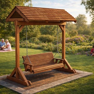Porch Swing Frame with roof Plans - PDF Download imagen 1