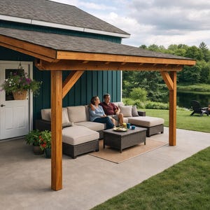 DIY 12x16 Lean to Patio Cover Plans - Attached Pavilion Plans - PDF Download