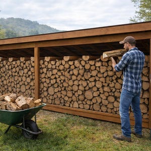DIY Firewood Shed Plans – 7.5 Cord Log Shelter (PDF Download)