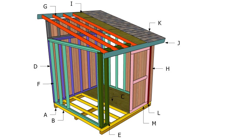 8x8 lean to shed plans etsy