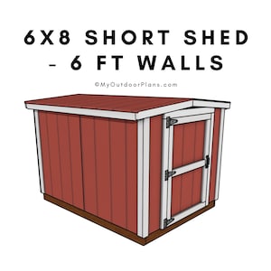 DIY 6x8 Short Shed Plans - 6 ft Tall Gable Storage Shed Plans - PDF Download