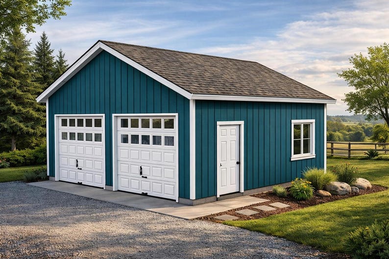 24x24 Two-Door Garage Plans: DIY Workshop or Home Office (PDF Download) image 3