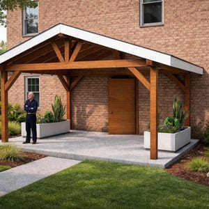 DIY Gable Porch Roof Plans – 12x16 Attached Pavilion (PDF Download)
