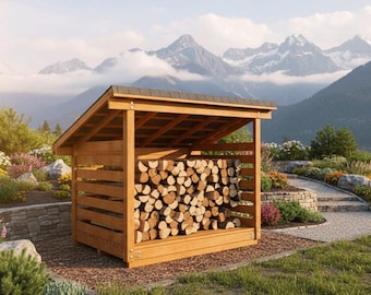 2 Cord 6x8 Wood Shed Plans - DIY Firewood Storage Shelter Plans - PDF Download