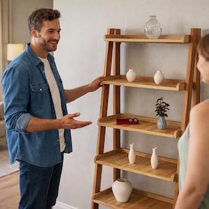DIY Lean To Ladder Shelves Plans – Woodworking PDF Download
