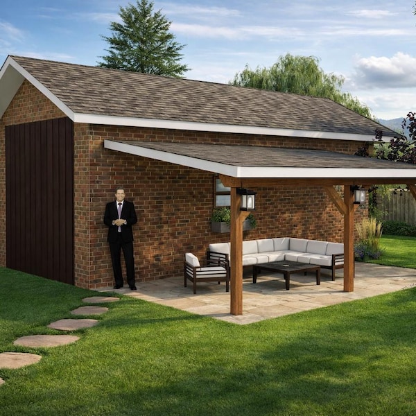 12x20 Lean To Patio Cover Plans – DIY Pergola (PDF Download)