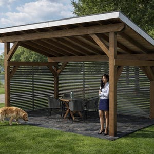 10x16 Lean To Modern Pavilion Plans – DIY Outdoor Shelter, Backyard Pergola, Instant PDF Download
