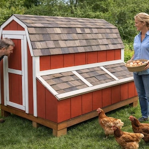 Barn Chicken Coop Plans: 4x8 Gambrel Roof, Up to 8 Chickens (DIY PDF Download)