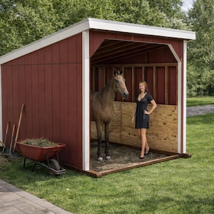 DIY 10x12 Run In Shed Plans - One Horse Shelter Lean to Plans - PDF Download