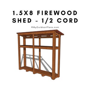 DIY 1.5x8 Firewood Shed Plans - Narrow Firewood Rack Plans - PDF Download