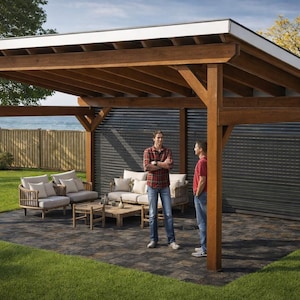 DIY 14x20 Lean to Pavilion Plans - Large Modern Backyard Gazebo Plans - PDF Download