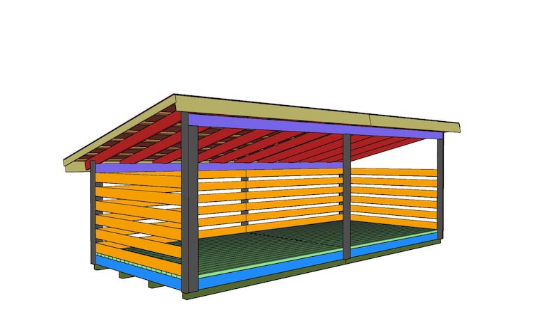 6 cord 8x20 firewood storage shed plans etsy