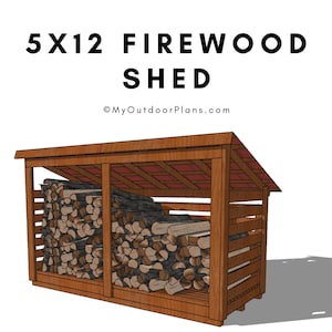 DIY 5x12 Firewood Shed Plans - 2 1/2 Cord Firewood Shed - PDF Download