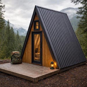 10x12 A-Frame Cabin Plans with Front Porch – DIY Small Cabin - PDF Download