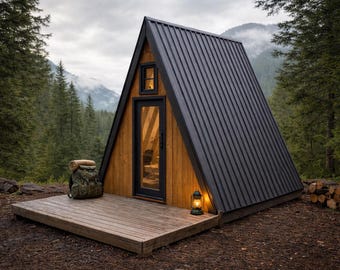 10x12 A-Frame Cabin Plans with Front Porch – DIY Small Cabin - PDF Download