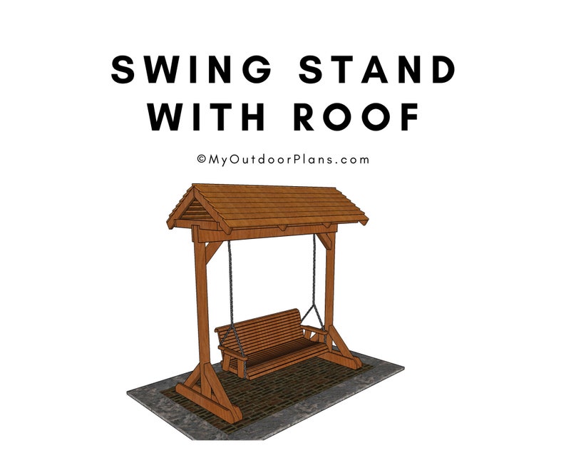 Puede incluir: Un soporte de columpio de madera con techo, que proporciona sombra al columpio. El columpio est&aacute; hecho de madera y tiene un respaldo y un asiento de listones.