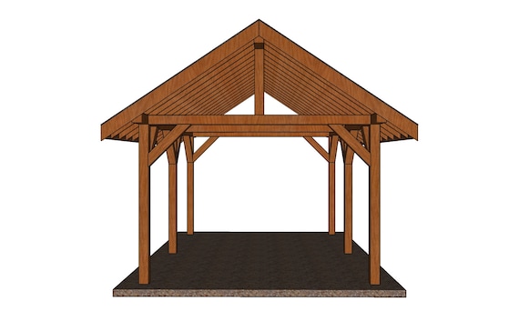 12x16 Rectangular Pavilion With Gable Roof Plans - Etsy