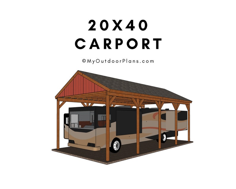 20x40 RV Carport Plans Etsy Польша