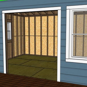 12x16 Modern Shed Plans with Porch – Backyard Office/Studio (PDF Download) afbeelding 5