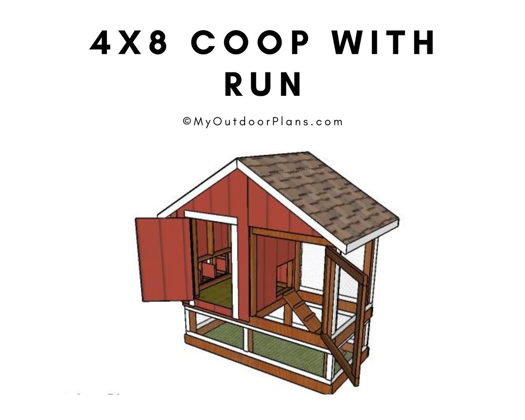 4x8 Chicken Coop Plans With Run: DIY Woodworking (digital Download) - Etsy