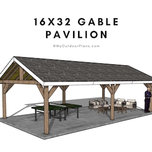 DIY 16x32 Gable Pavilion Plans - Large Garden Gazebo Plans - PDF Download