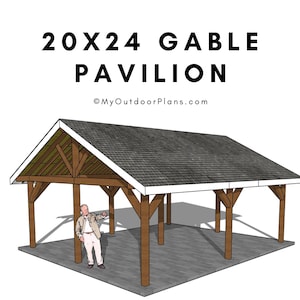 DIY 20x24 Gable Pavilion Plans - Large Outdoor Shelter Plans - PDF Download