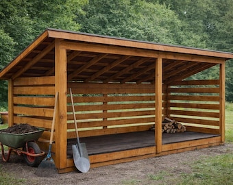 4 Cord 6x16 Firewood Storage Shed Plans - PDF Download