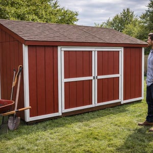 6x16 Lean-To Shed Plans – DIY Narrow Storage with Double Doors (PDF Download)