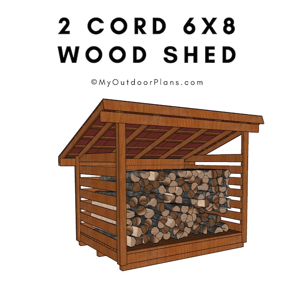 2 Cord 6x8 Wood Shed Plans