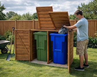 DIY Plans - 2 unit Garbage Can Shed Plans - PDF Download