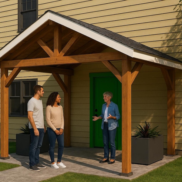 12x10 Porch Gable Roof Plans - DIY Attached Pavilion - PDF Download