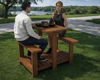 Beach Picnic Table DIY Plans – 2-Person with Benches (PDF Download)